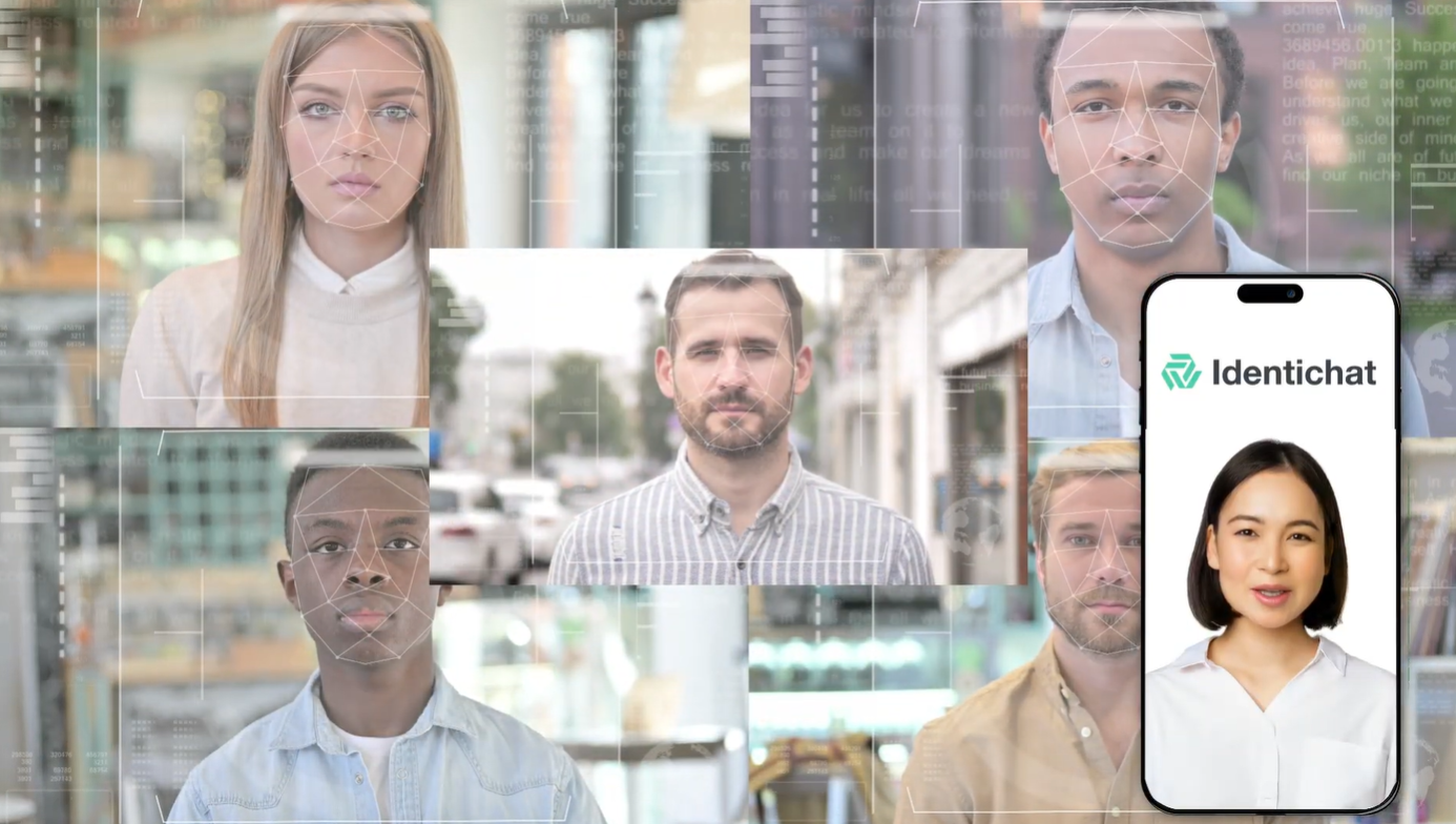 AI-powered facial verification with multiple users and Identichat mobile interface